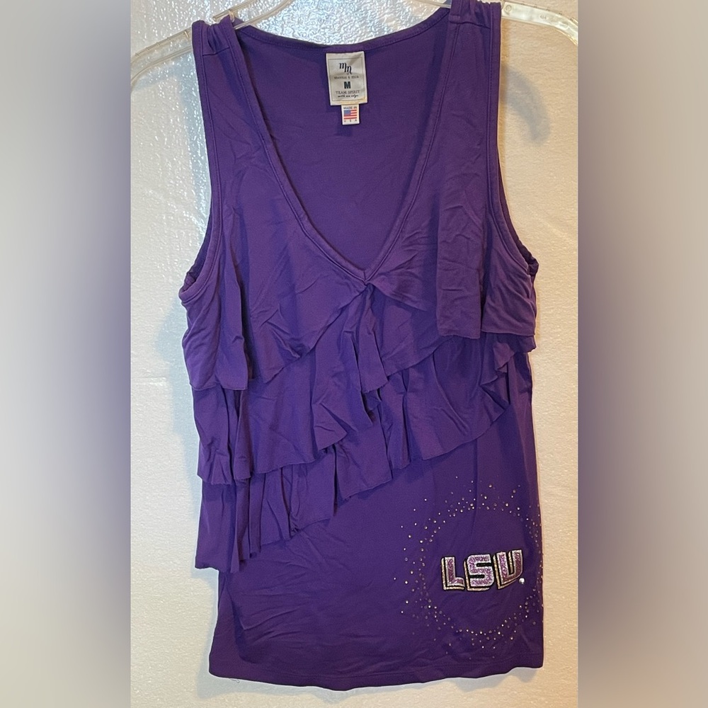 Meesh & Mia LSU Tigers Purple Sleeveless Ruffle Tank Top Size M